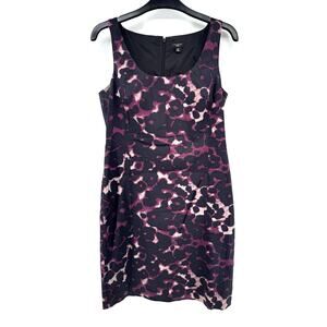 Ann Taylor Dress Animal Print Leopard Purple Sleeveless Size 8